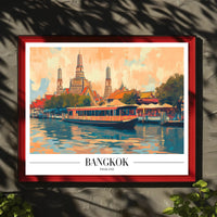 Bangkok's Wat Arun River Scene Travel Poster PosterGoat