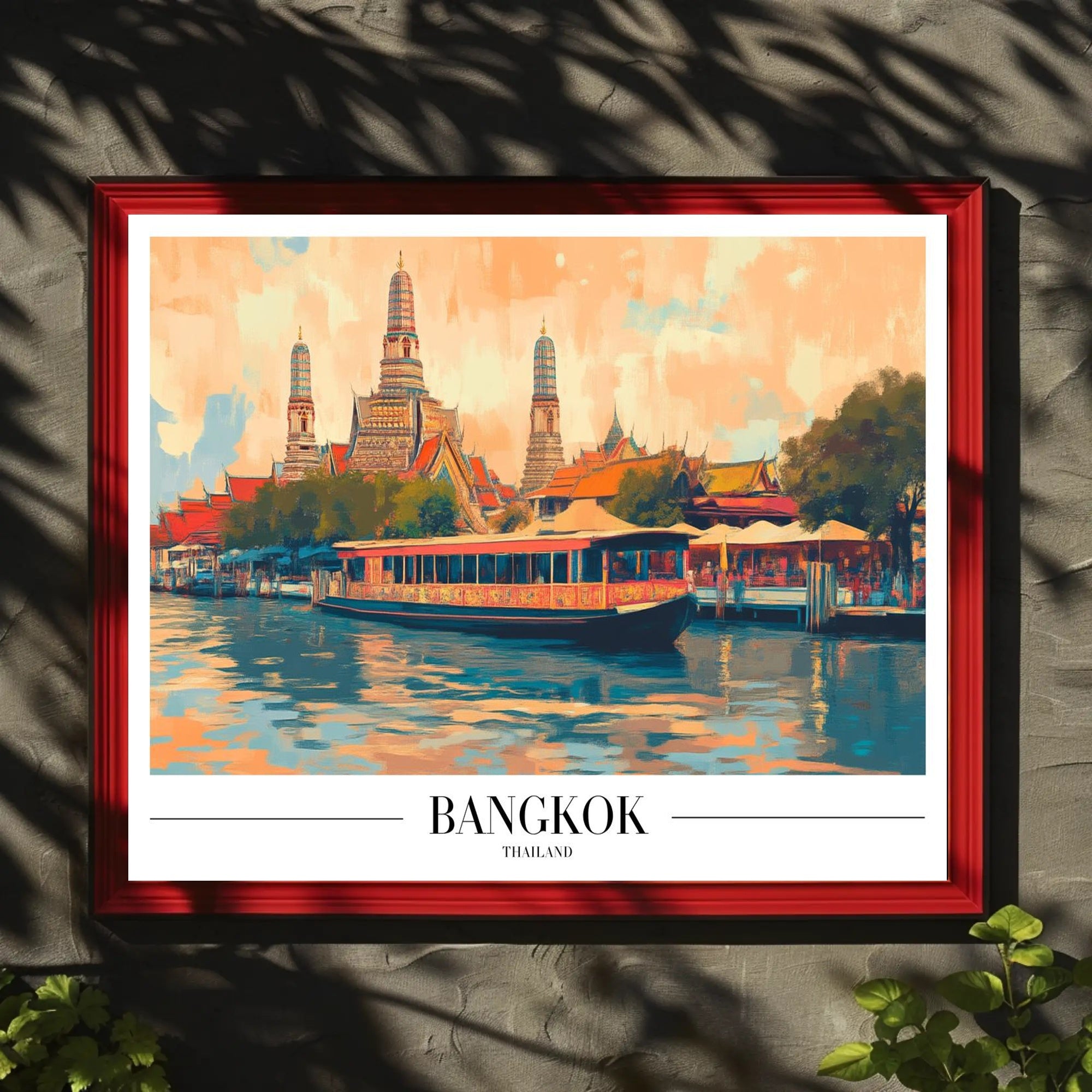 Bangkok's Wat Arun River Scene Travel Poster PosterGoat