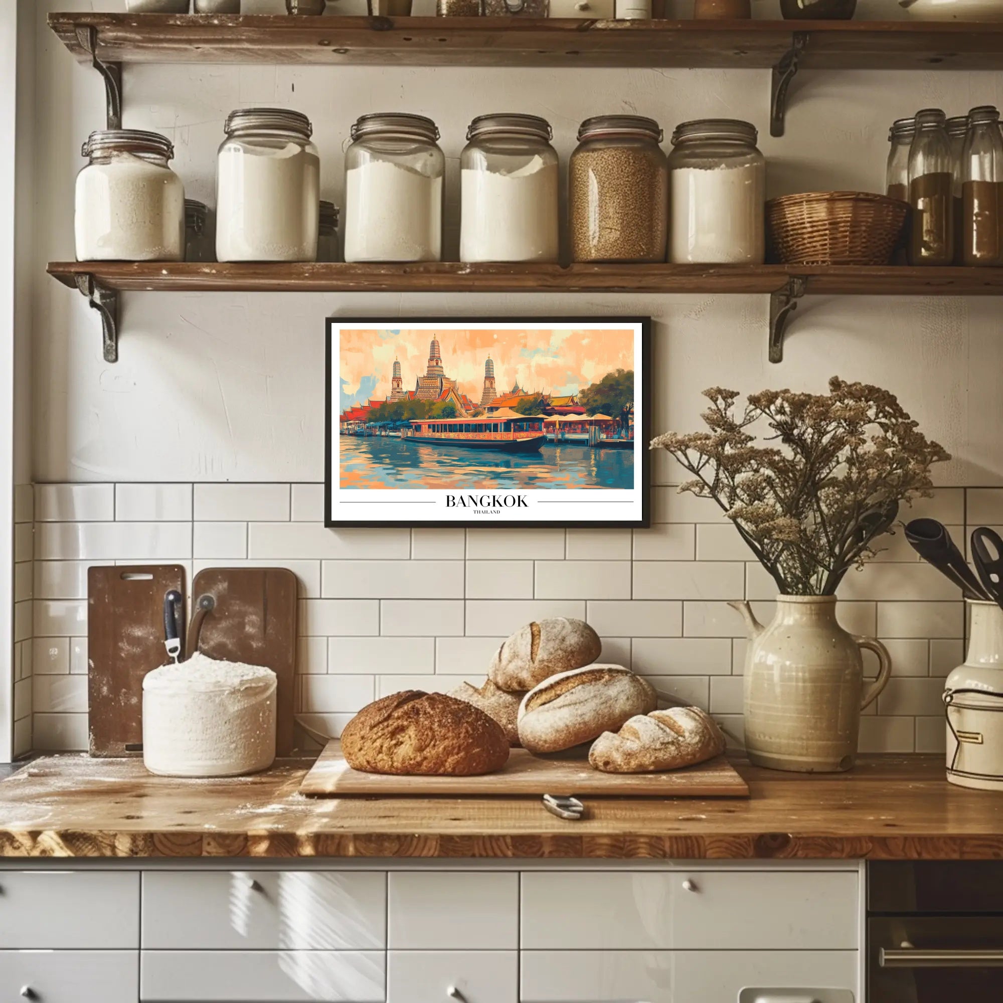 Bangkok's Wat Arun River Scene Travel Poster PosterGoat