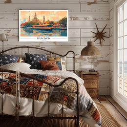 Bangkok's Wat Arun River Scene Travel Poster PosterGoat