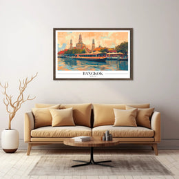 Bangkok's Wat Arun River Scene Travel Poster PosterGoat