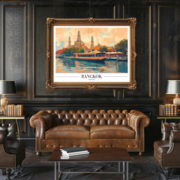 Bangkok's Wat Arun River Scene Travel Poster PosterGoat