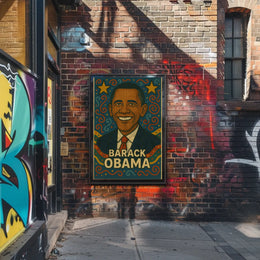 Barack Obama Vibrant Portrait Political or Propaganda Poster PosterGoat