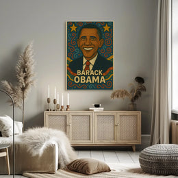 Barack Obama Vibrant Portrait Political or Propaganda Poster PosterGoat