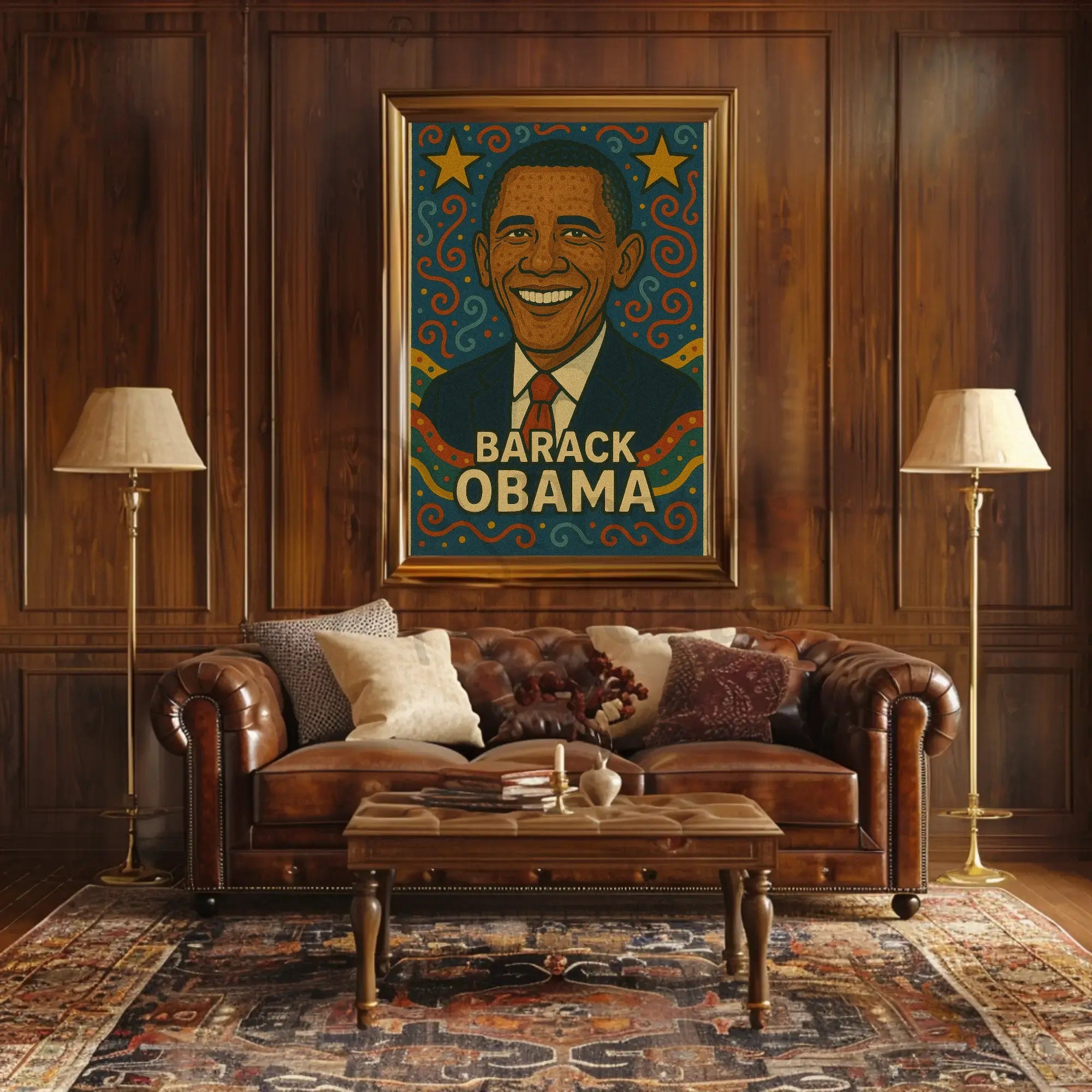 Barack Obama Vibrant Portrait Political or Propaganda Poster PosterGoat