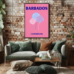 Barbados Celebratory Balloons Minimalist Travel Poster PosterGoat