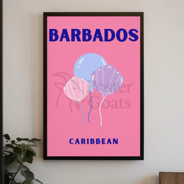 Barbados Celebratory Balloons Minimalist Travel Poster PosterGoat