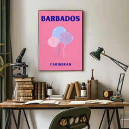 Barbados Celebratory Balloons Minimalist Travel Poster PosterGoat