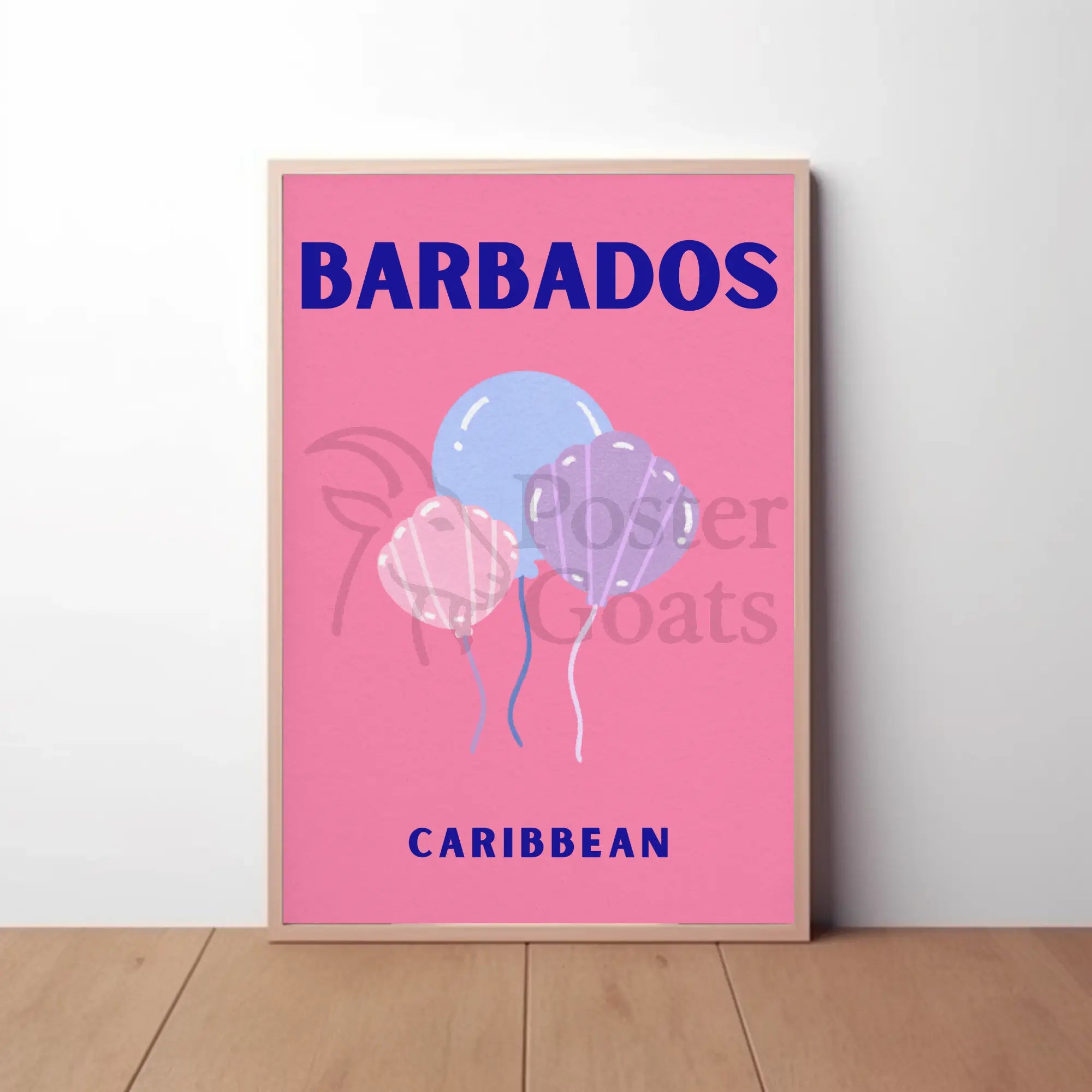 Barbados Celebratory Balloons Minimalist Travel Poster PosterGoat