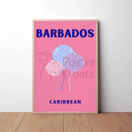 Barbados Celebratory Balloons Minimalist Travel Poster PosterGoat