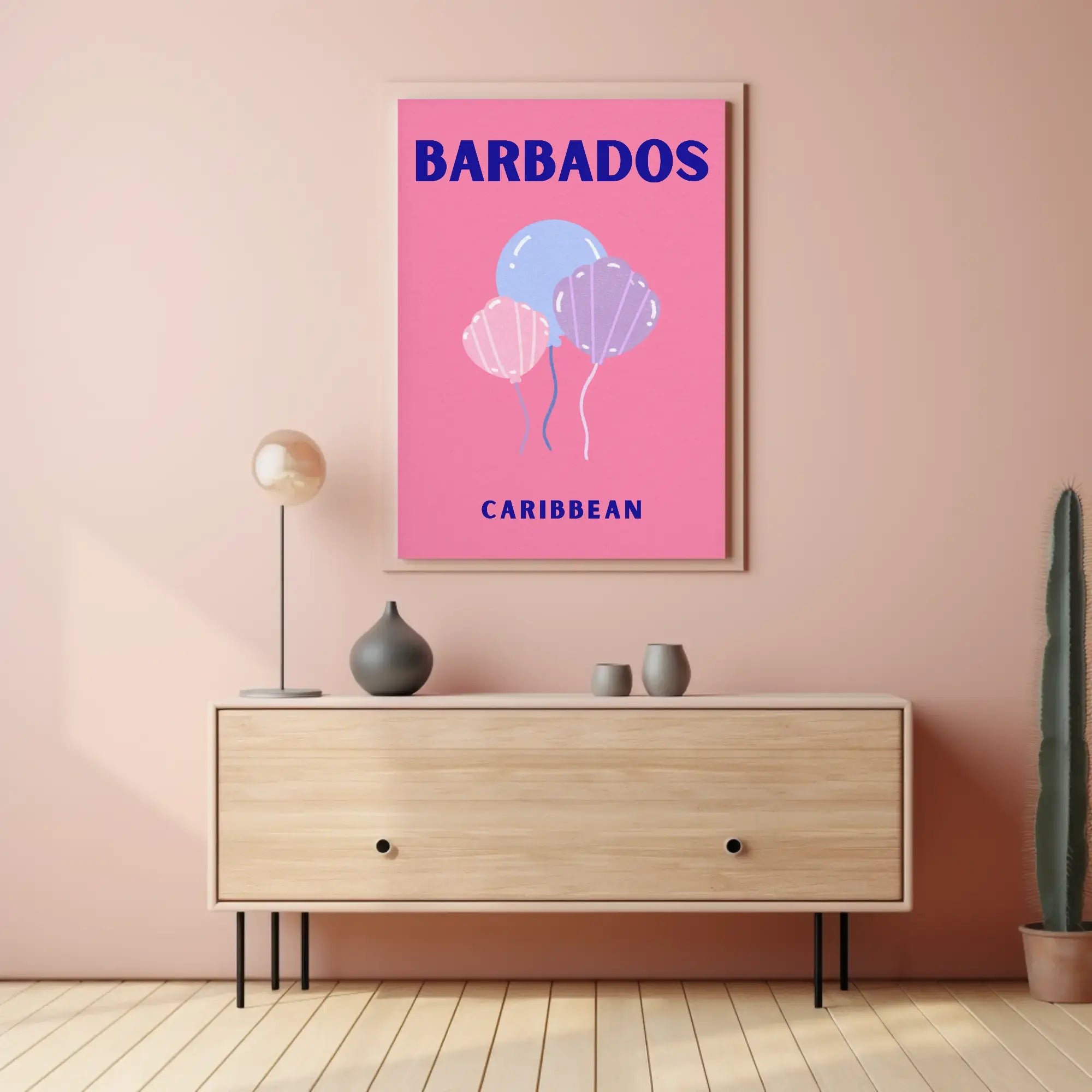 Barbados Celebratory Balloons Minimalist Travel Poster PosterGoat