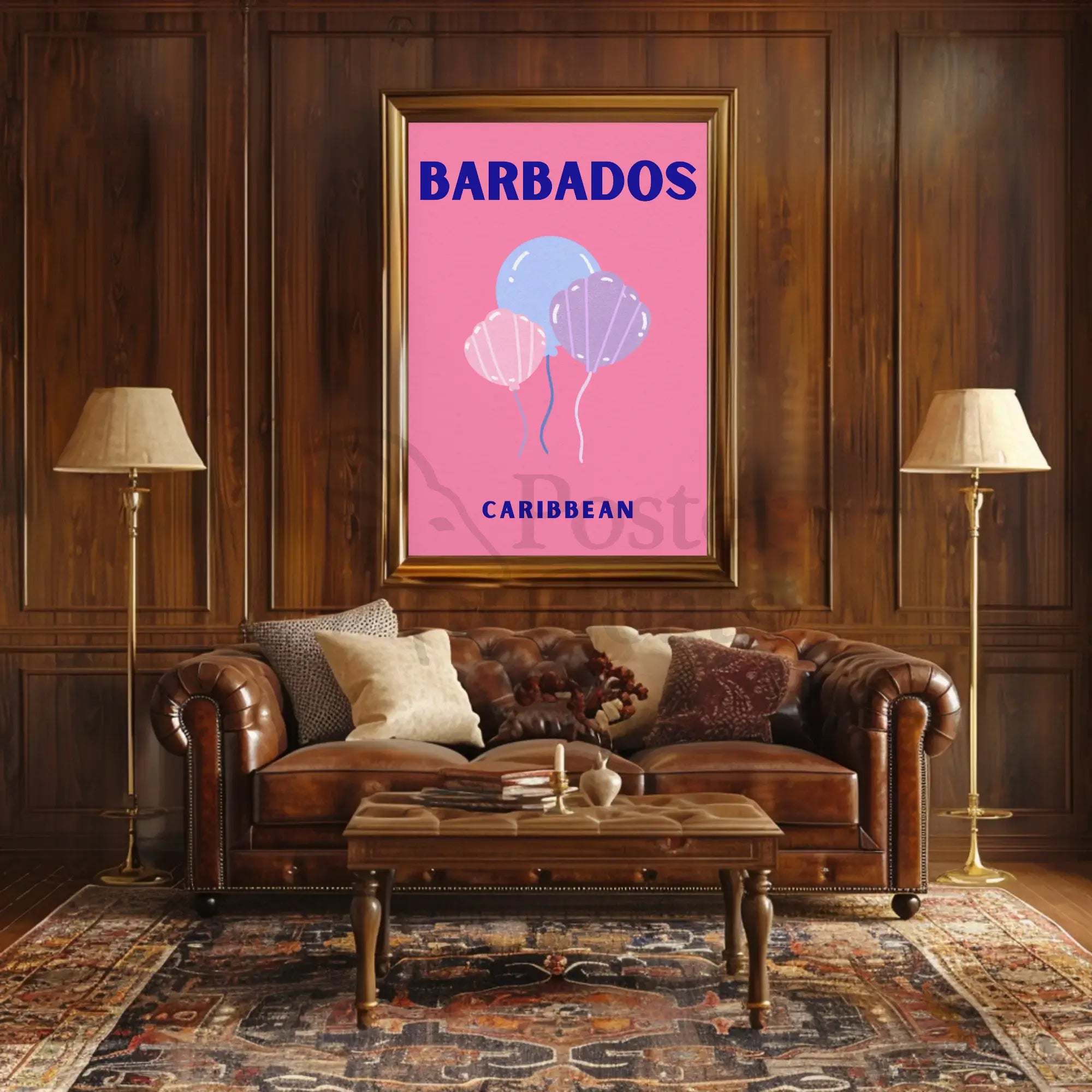 Barbados Celebratory Balloons Minimalist Travel Poster PosterGoat