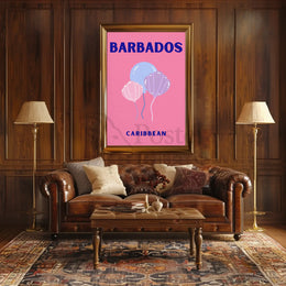 Barbados Celebratory Balloons Minimalist Travel Poster PosterGoat