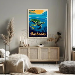 Barbados Coastal Beauty Vintage Travel Poster PosterGoat