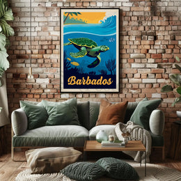 Barbados Coastal Beauty Vintage Travel Poster PosterGoat