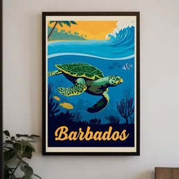 Barbados Coastal Beauty Vintage Travel Poster PosterGoat