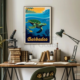 Barbados Coastal Beauty Vintage Travel Poster PosterGoat