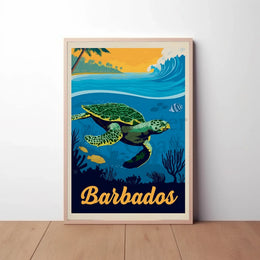 Barbados Coastal Beauty Vintage Travel Poster PosterGoat