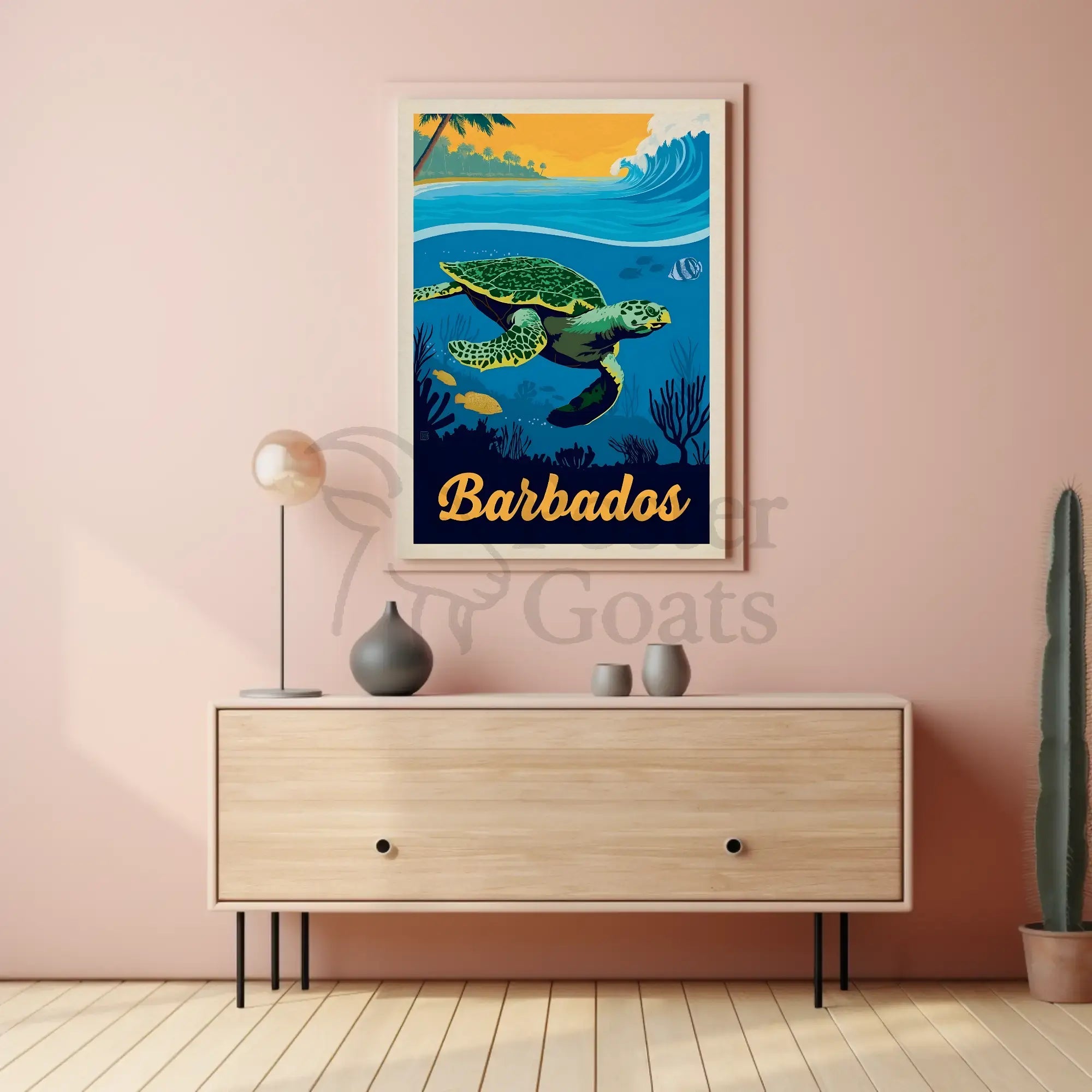 Barbados Coastal Beauty Vintage Travel Poster PosterGoat