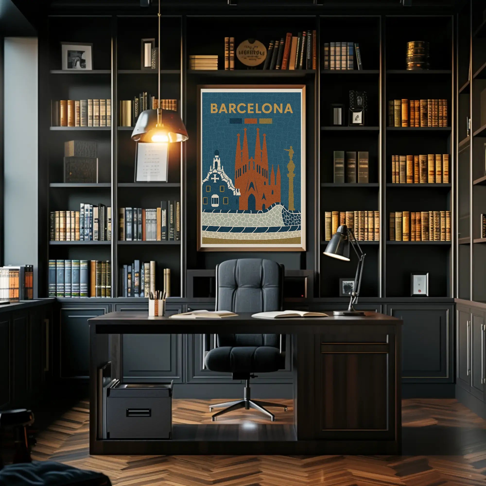 Barcelona Iconic Landmarks Vintage Travel Poster PosterGoat