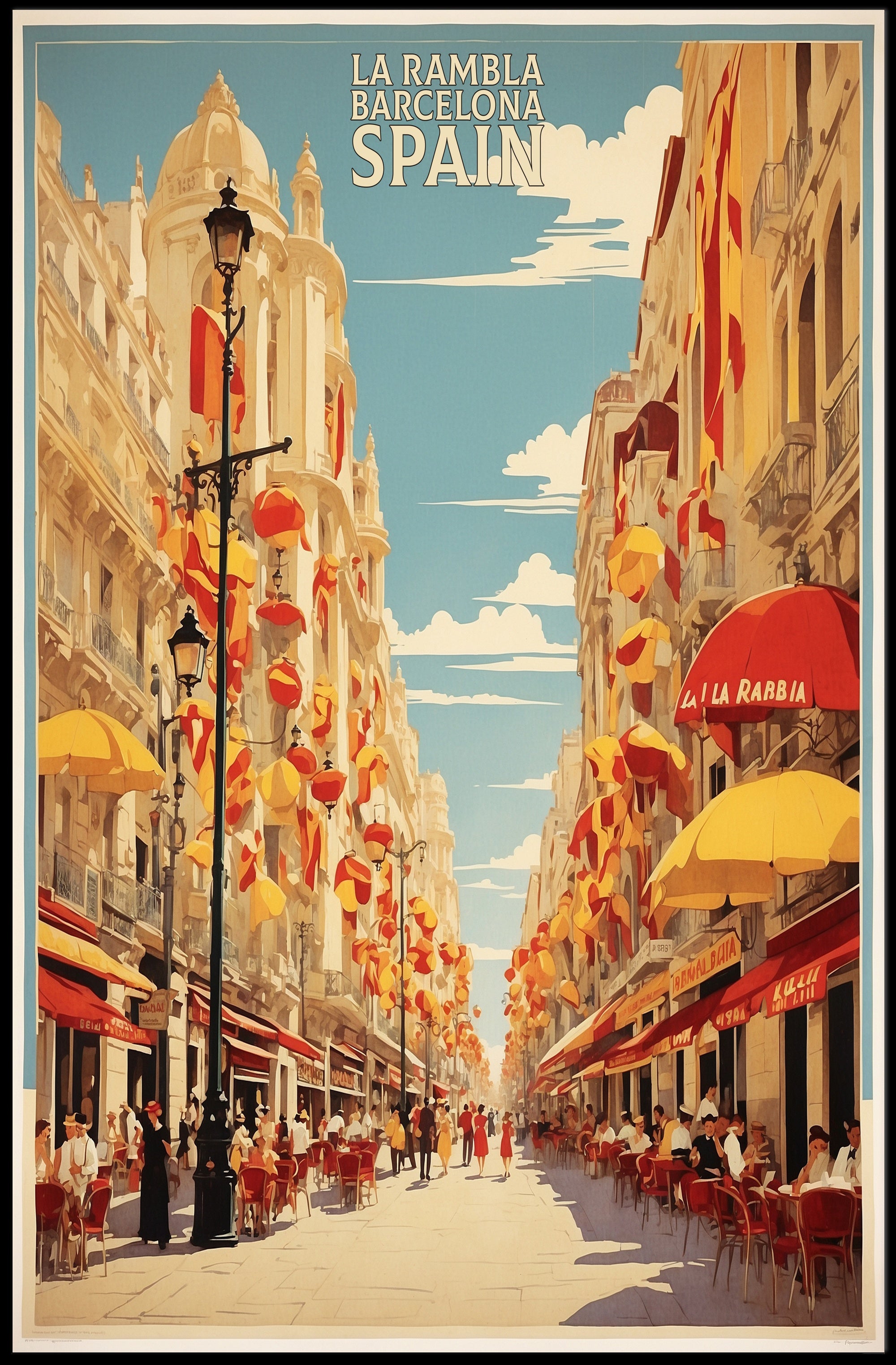 Barcelona La Rambla Vintage Travel Poster PosterGoat