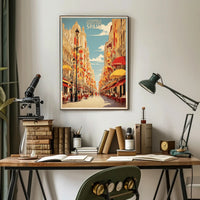 Barcelona La Rambla Vintage Travel Poster PosterGoat