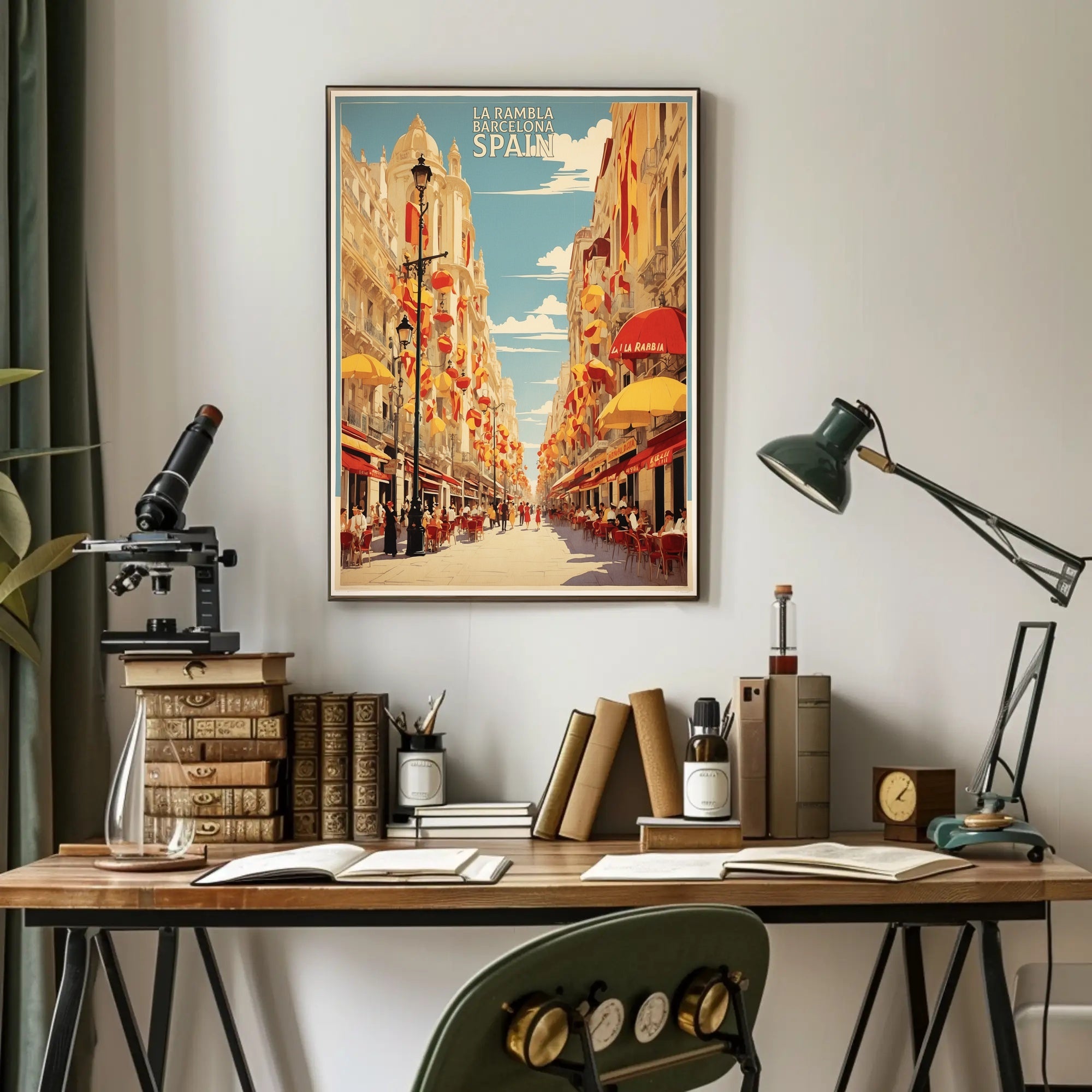 Barcelona La Rambla Vintage Travel Poster PosterGoat