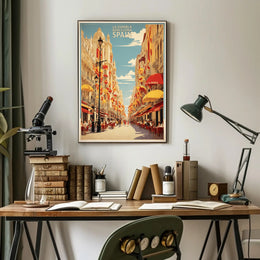 Barcelona La Rambla Vintage Travel Poster PosterGoat