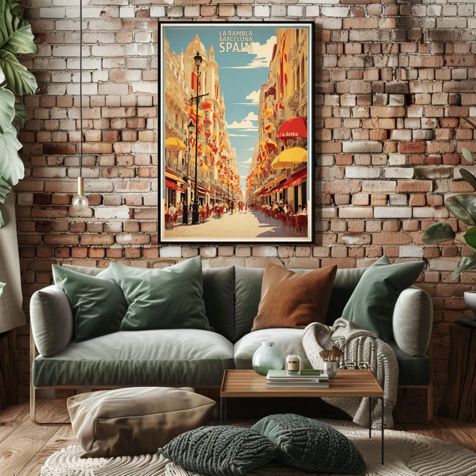 Barcelona La Rambla Vintage Travel Poster PosterGoat
