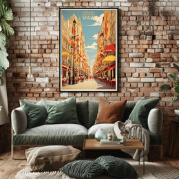 Barcelona La Rambla Vintage Travel Poster PosterGoat