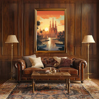 Barcelona Sunset Cityscape with Sagrada Família Travel Poster PosterGoat
