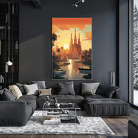 Barcelona Sunset Cityscape with Sagrada Família Travel Poster PosterGoat