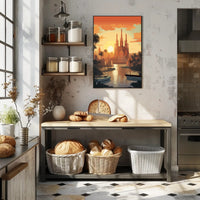 Barcelona Sunset Cityscape with Sagrada Família Travel Poster PosterGoat