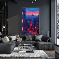Barcelona Twilight Cityscape: Vibrant Urban Travel Poster PosterGoat