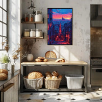 Barcelona Twilight Cityscape: Vibrant Urban Travel Poster PosterGoat