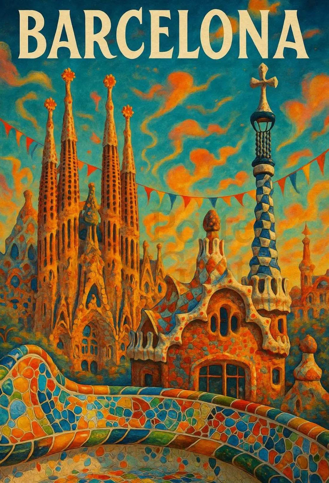 Barcelona's Gaudí Architecture Celebration Cultural Poster PosterGoat