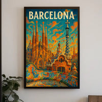 Barcelona's Gaudí Architecture Celebration Cultural Poster PosterGoat