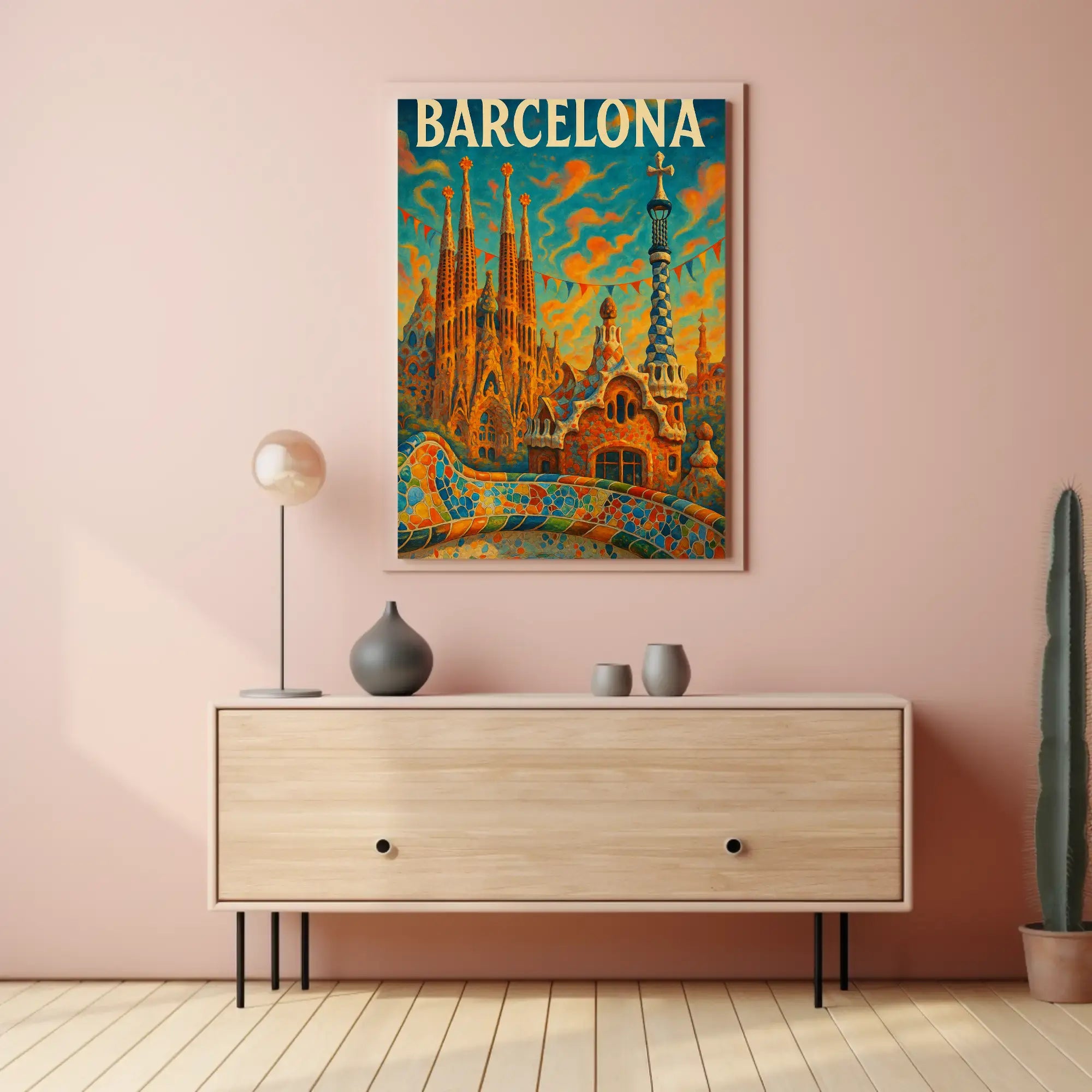 Barcelona's Gaudí Architecture Celebration Cultural Poster PosterGoat