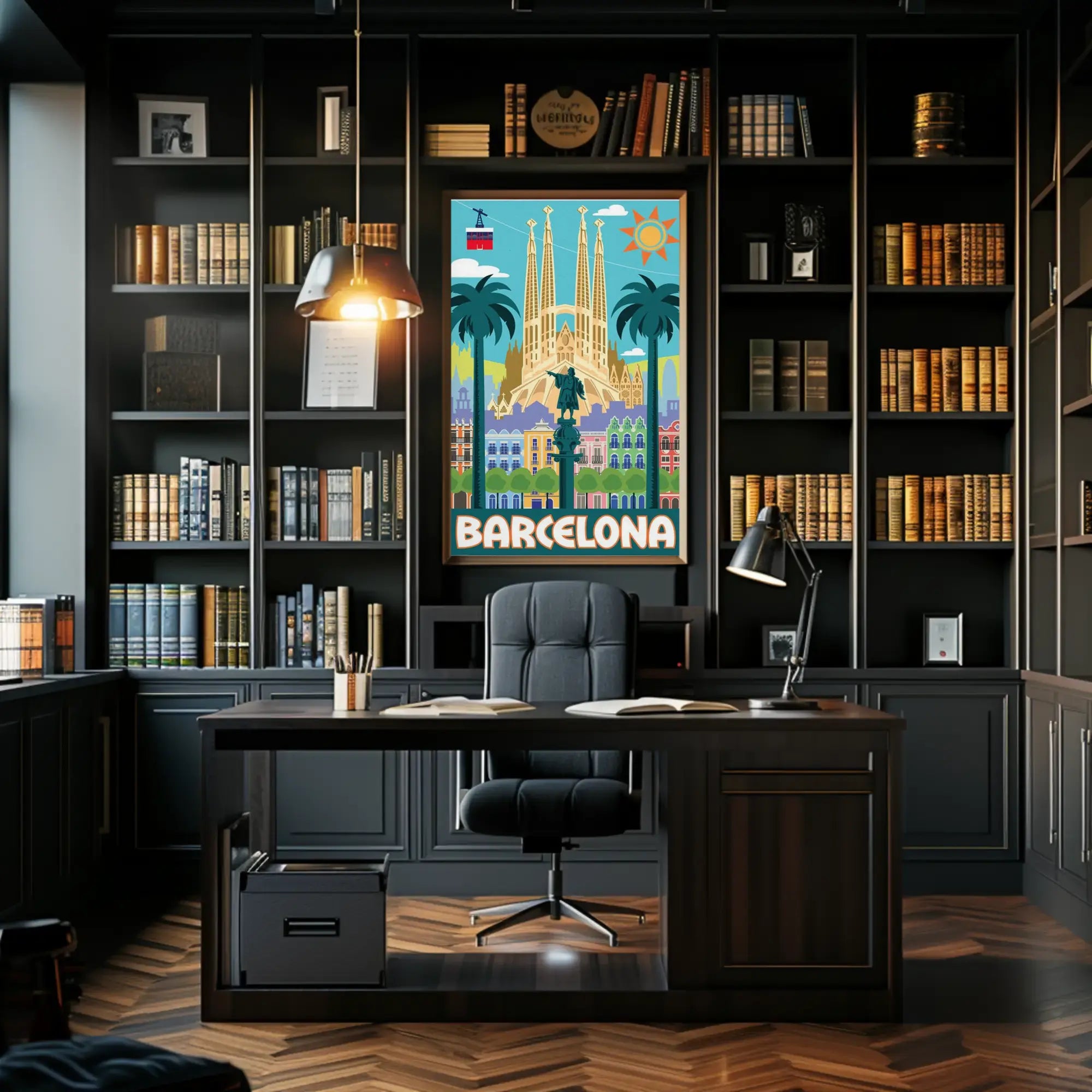 Barcelona's Vibrant Landmarks Celebration Travel Poster PosterGoat