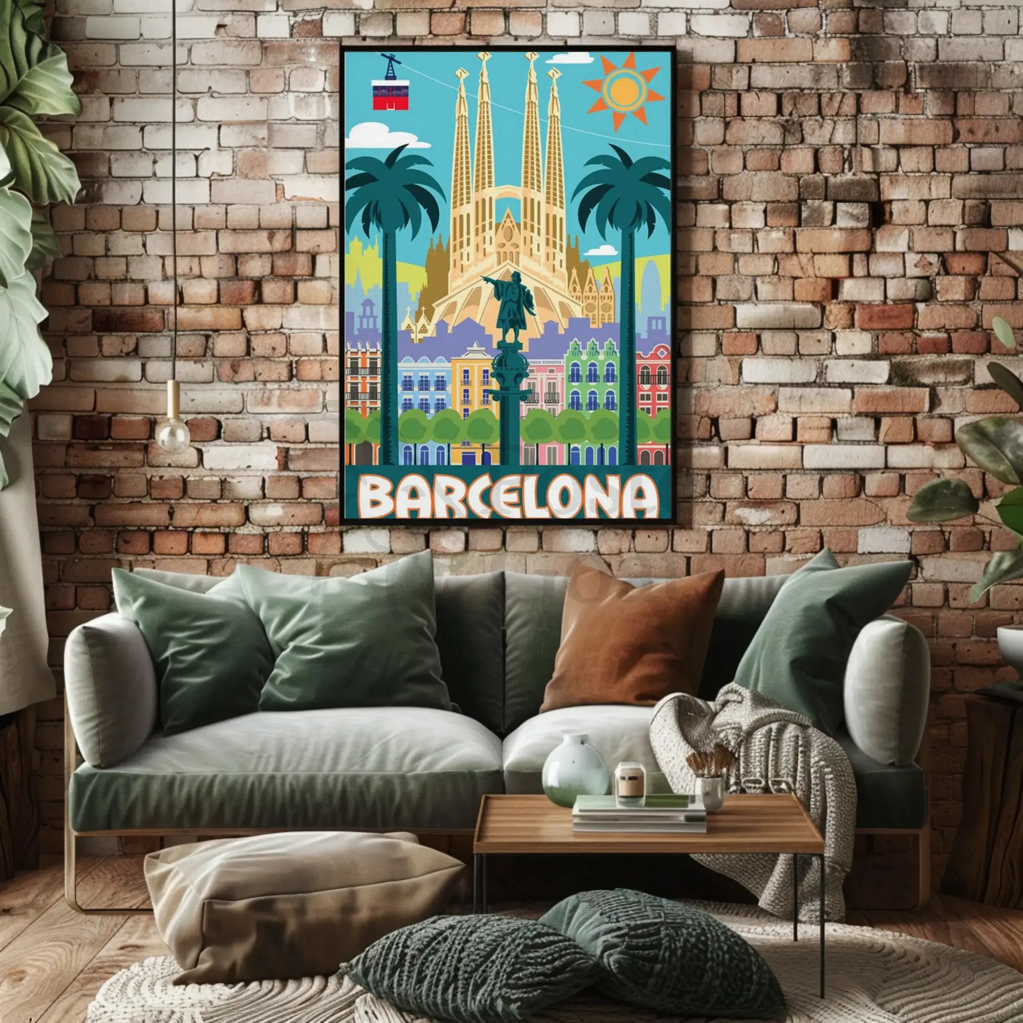 Barcelona's Vibrant Landmarks Celebration Travel Poster PosterGoat