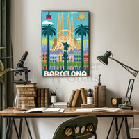 Barcelona's Vibrant Landmarks Celebration Travel Poster PosterGoat