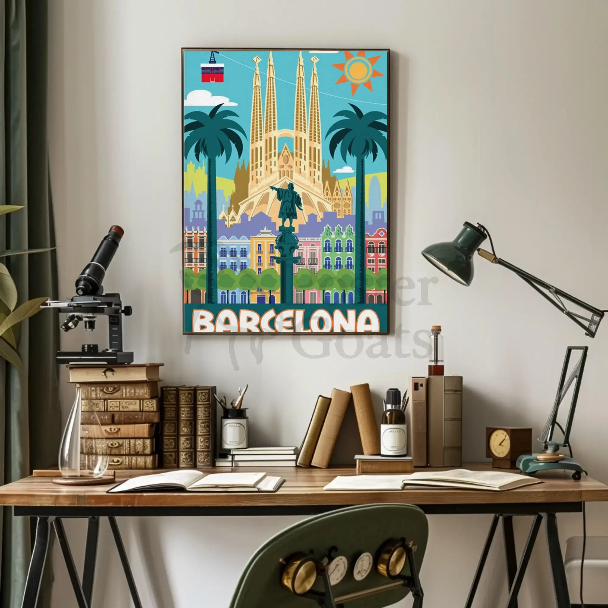 Barcelona's Vibrant Landmarks Celebration Travel Poster PosterGoat