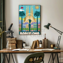 Barcelona's Vibrant Landmarks Celebration Travel Poster PosterGoat