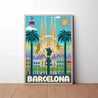 Barcelona's Vibrant Landmarks Celebration Travel Poster PosterGoat