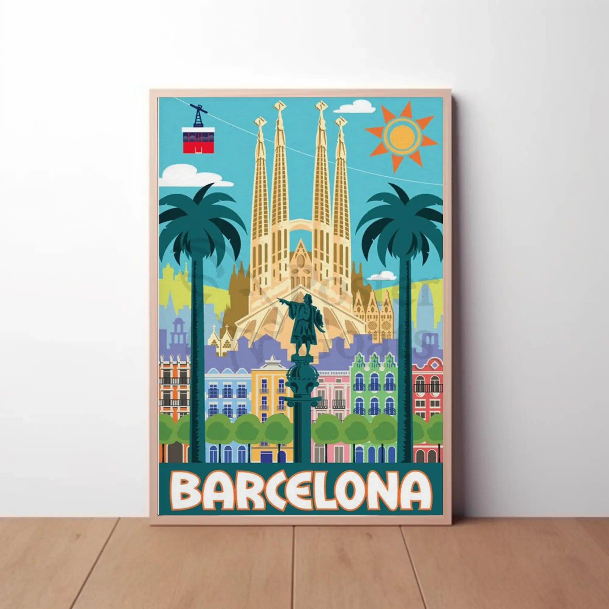 Barcelona's Vibrant Landmarks Celebration Travel Poster PosterGoat