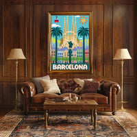 Barcelona's Vibrant Landmarks Celebration Travel Poster PosterGoat