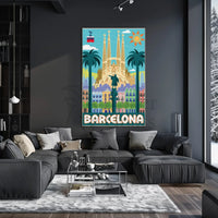 Barcelona's Vibrant Landmarks Celebration Travel Poster PosterGoat