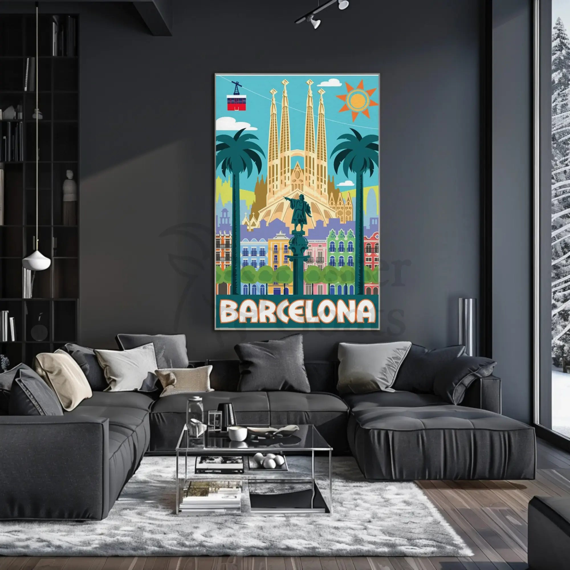 Barcelona's Vibrant Landmarks Celebration Travel Poster PosterGoat