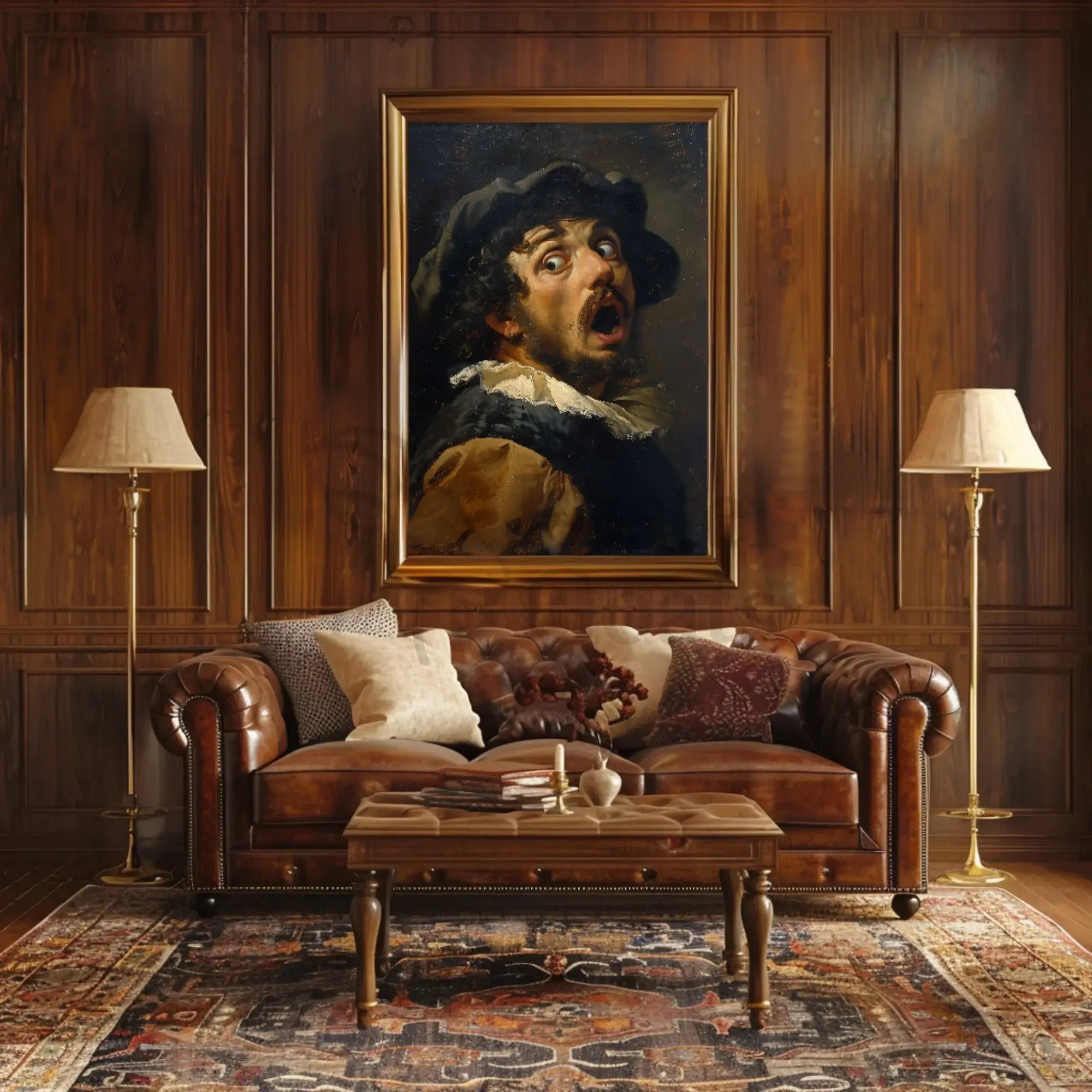 Baroque Man Emotional Surprise Artistic Poster PosterGoat