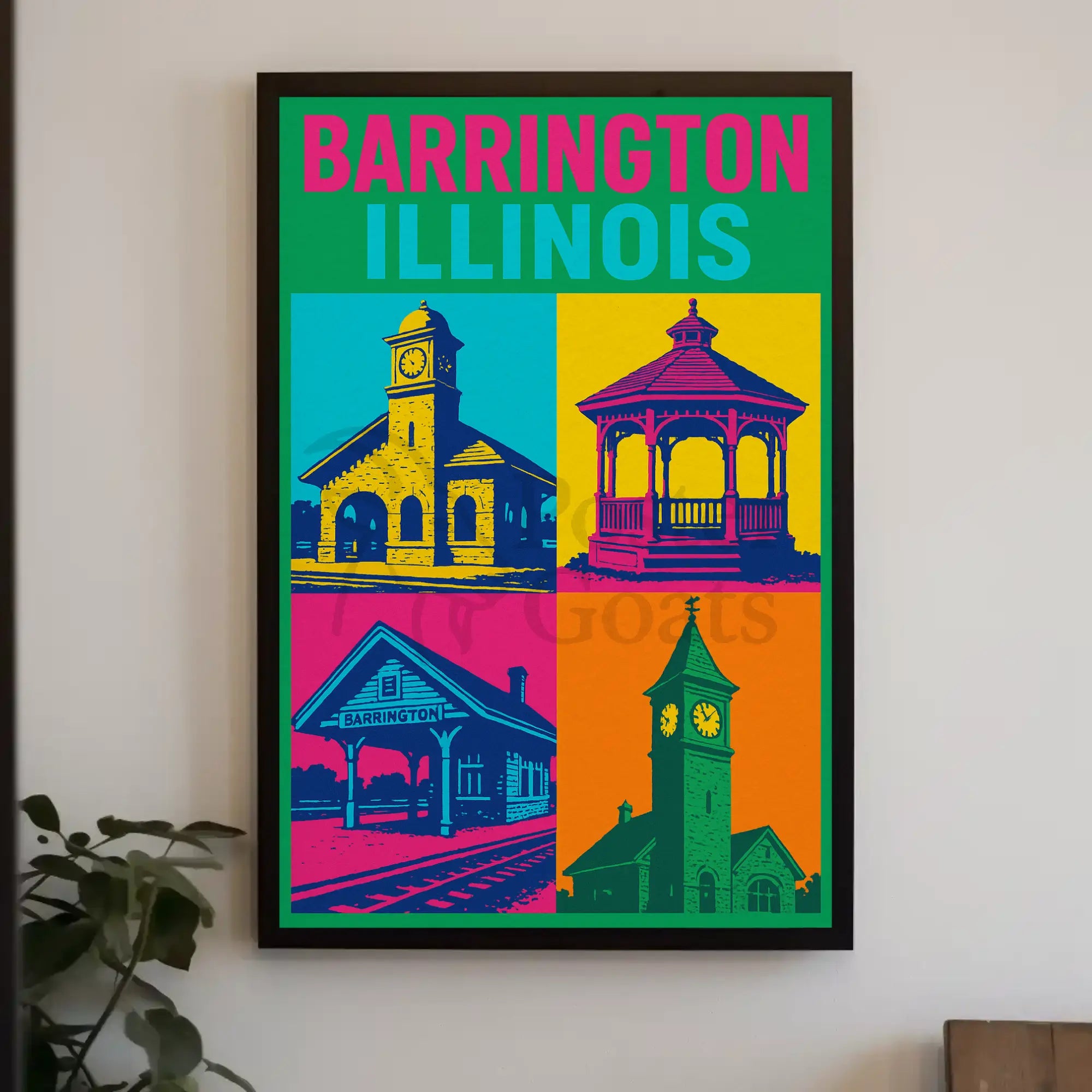 Barrington Illinois Pop-Art Heritage Travel Poster PosterGoat